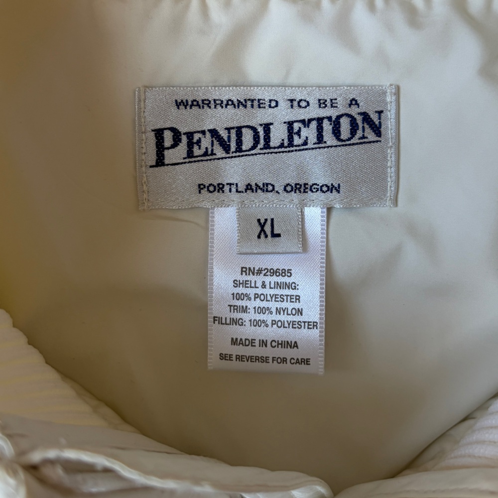 Pendleton Quilted Off White Cream Vest Women Size XL - Picture 10 of 10